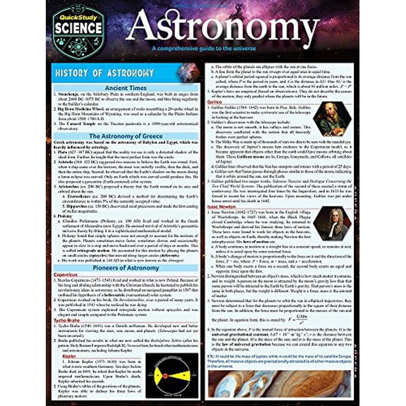 Pre-Owned Astronomy: Quickstudy Laminated Reference Guide to Space, Our Solar System, Planets and the Stars (Paperback) 1423234650 9781423234654