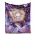 thumbnail image 1 of Astronomy Soft Flannel Fleece Throw Blanket, Psychedelic Backdrop with Nebula Outer Space Trippy Image Print, Cozy Plush for Indoor and Outdoor Use, 50" x 60", Purple Orange, by Ambesonne, 1 of 5