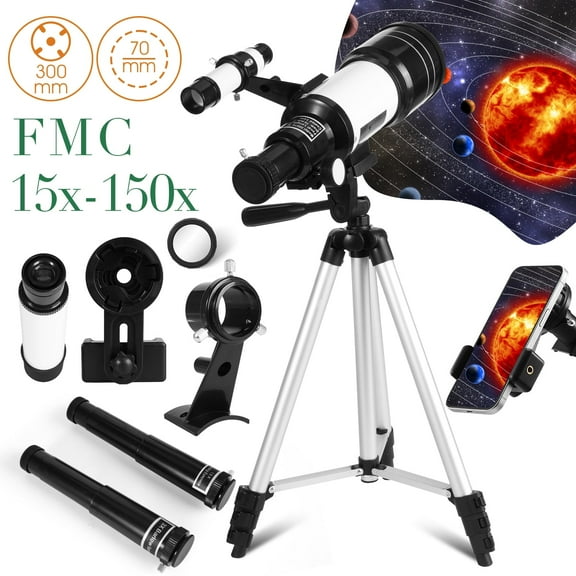 Astronomy Telescope for Adults & Kids,70mm Aperture Refractor Telescopes 150X for Astronomy Beginners,300mm Portable Travel Telescope with Phone Adapter & Adjustable Tripod,Astronomy Gifts for Kids