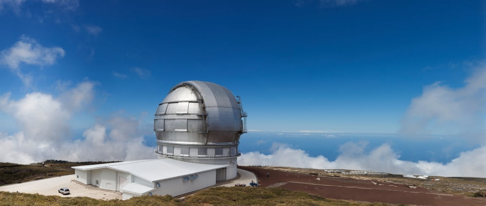 Astronomy telescope on the coast Gran Telescopio Canarias Roque De Los Muchachos La Palma Canary Islands Spain Canvas Art - Panoramic Images (29 x 12)
