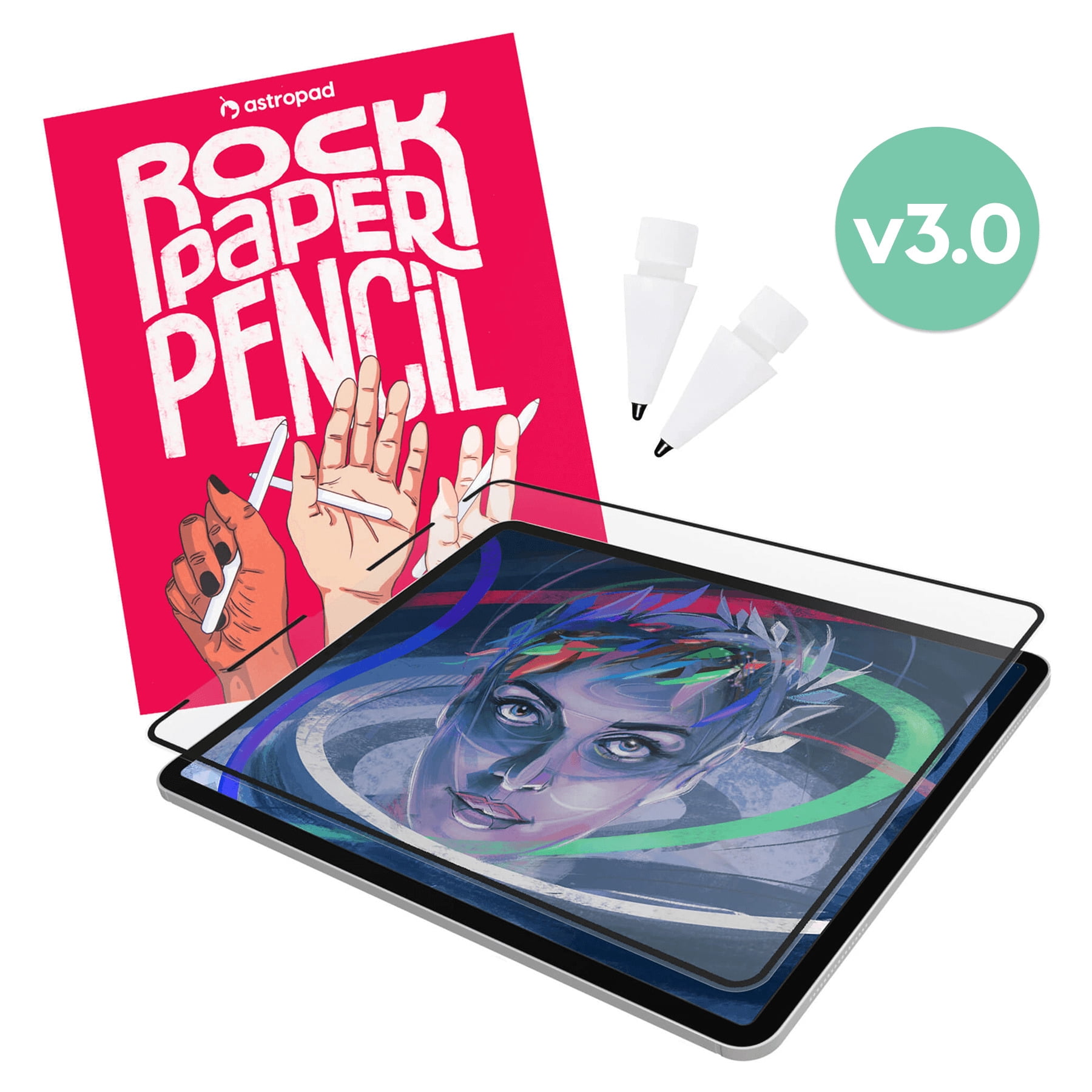 Astropad Rock Paper Pencil 2 – Paper Screen Protector for iPad Pro 11 inch (M4, 2024) + Apple Pencil Tips Replacement 2 Pack – Apple Pencil 1st and 2nd Gen