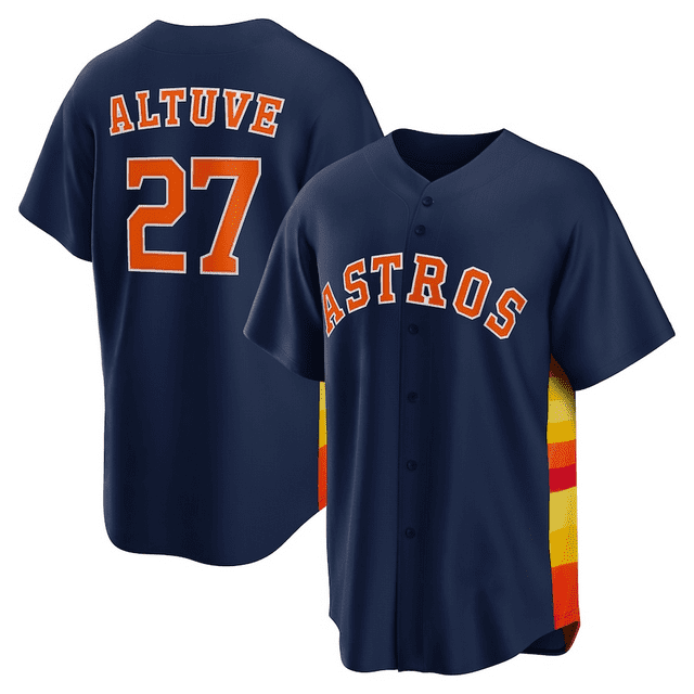 Astros Jose Altuve#27 Jersey Classic Short Sleeved Uniform Sewing American Baseball Team Club Fashion T-Shirt Moisture Wicking Sportswear Fan Gift Adult Sports Top