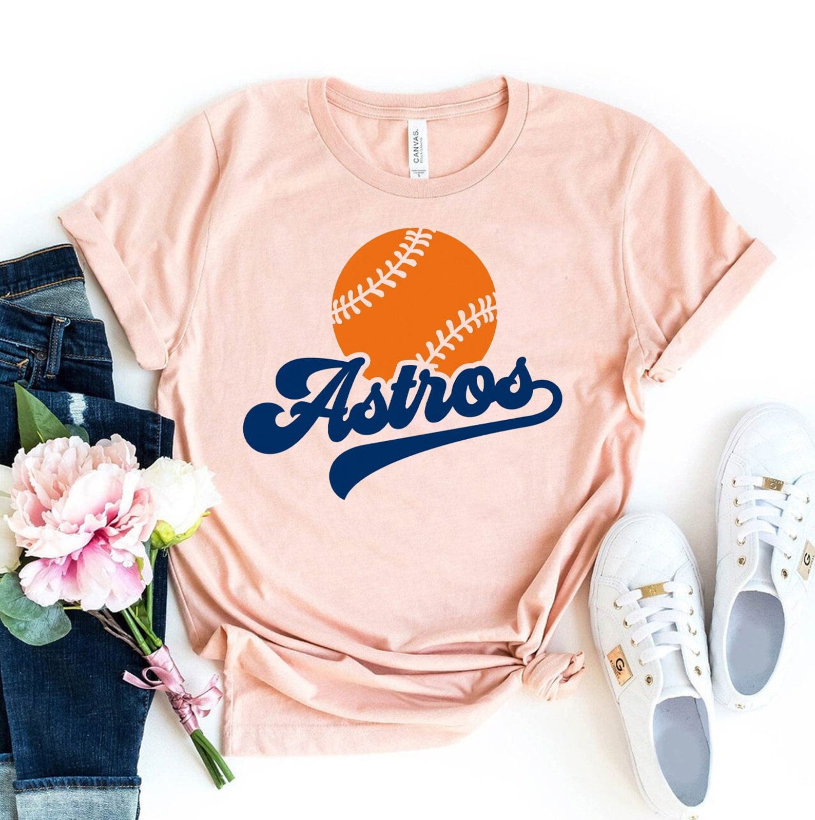 Astros T-shirt Houston Baseball Shirt Gift Game Day Top Shirts Mama Women's  Tee Hippie Summer Fan Women Space City