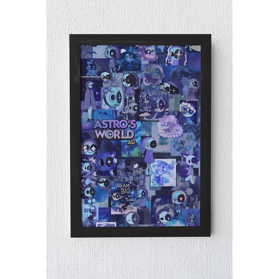 Astros World Roblox Poster Blue Aesthetic Cartoon Gaming Collage Wall Art Cute Gamer Room Decor Character Print Size 24x36 Unframed Poster
