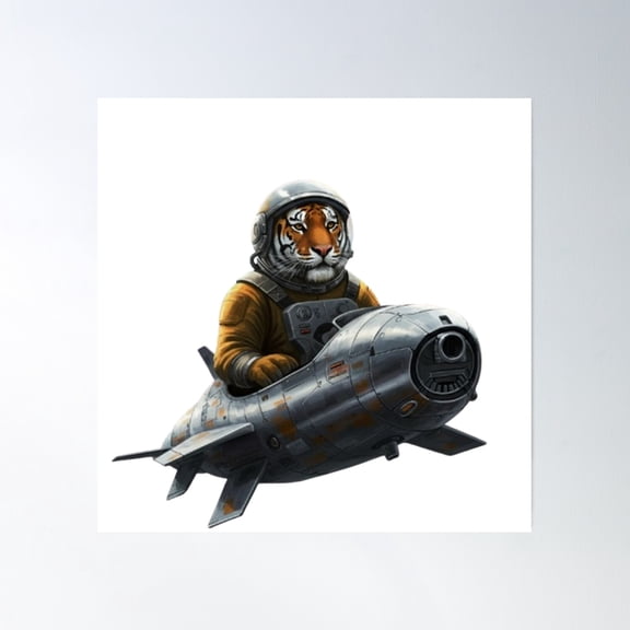 Astrotiger On A Mission Poster Wall Art, Modern Wall Decor, 30x30 UNFRAMED