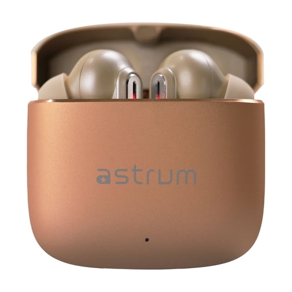 Astrum XZ Pia - True Wireless Bluetooth Earbuds with Hybrid Active Noise Canceling, 6 Microphones, Qualcomm aptX Audio, IP4, Gold Infused Metal Case
