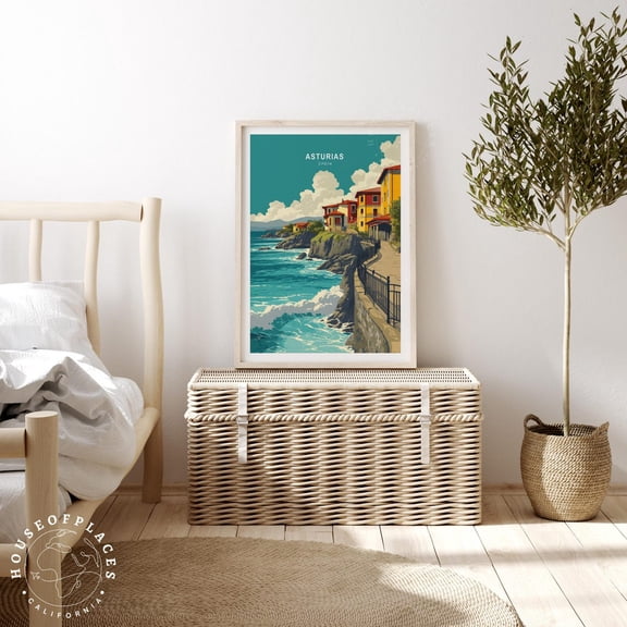 Asturias Spain Coastal Minimalist Travel Wall Art Home Decor