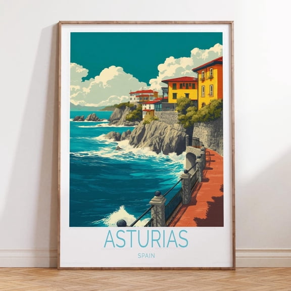 Asturias Spain Scenic Coastal Nature Print, Unframed Paper Print Size 8x12