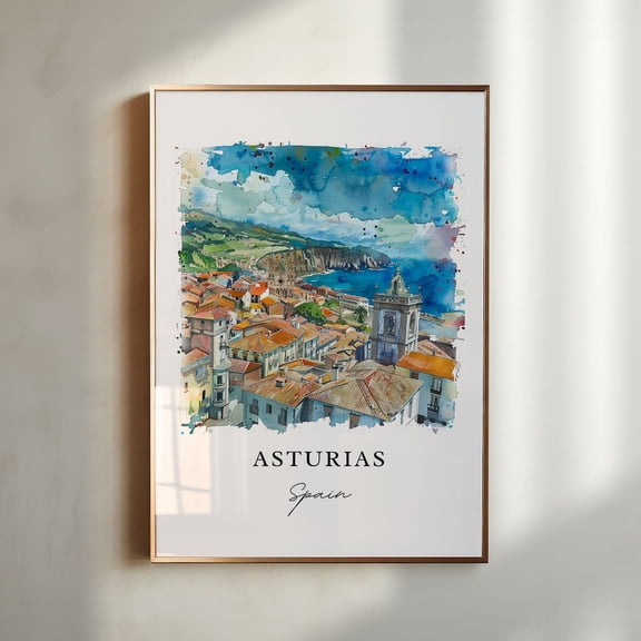 Asturias Spain Wall Art, Asturias Spain Print, Asturias Art, Green Spain Travel Poster