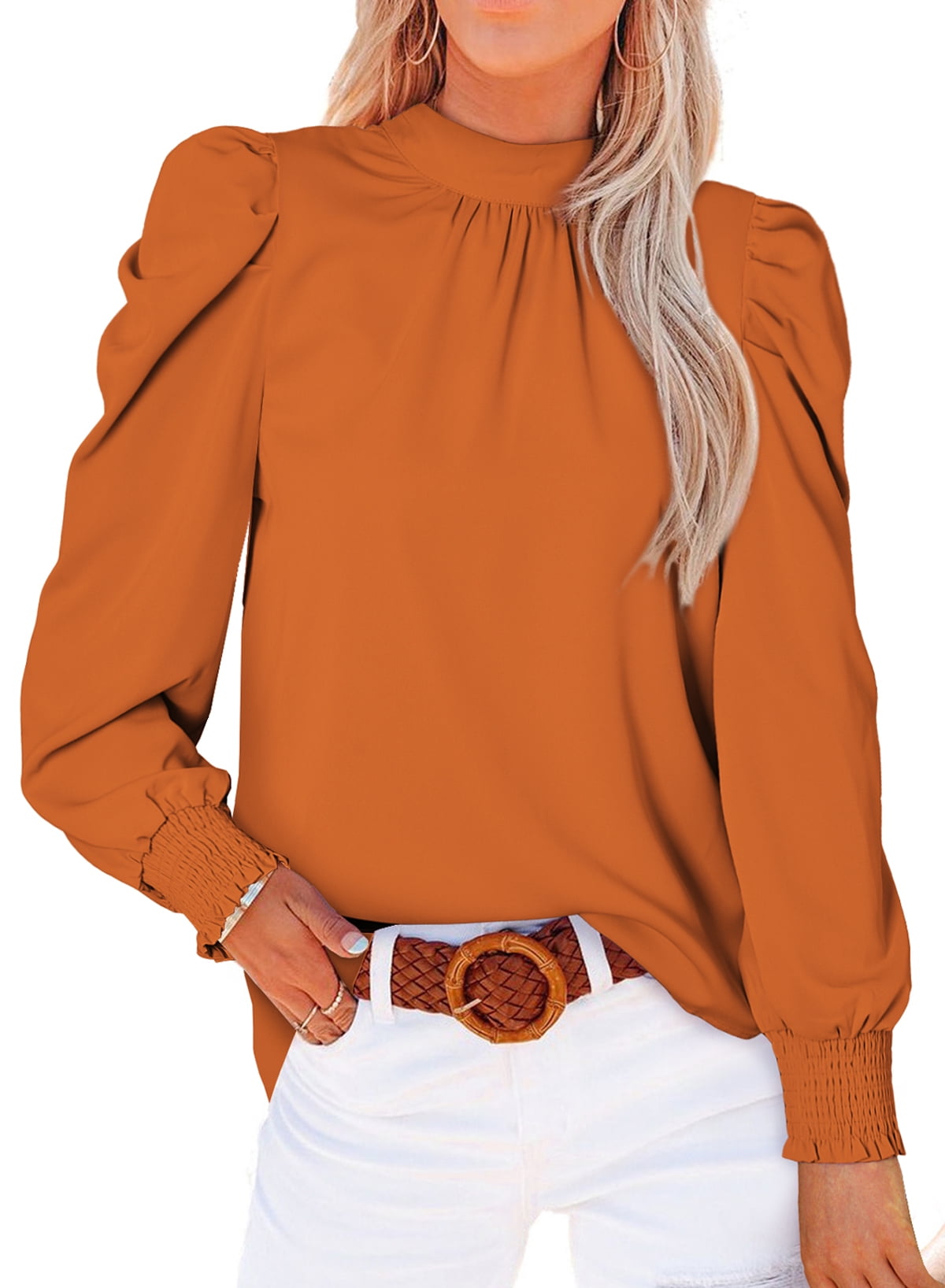 Astylish Blouses for Women Elastic Cuffs Long Sleeve Fall Shirts Elegant  Tops Spring M