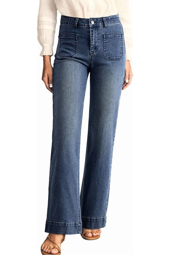 Astylish Women’s High Waisted Wide Leg Jeans, Stretchy Straight Leg Denim Pants with Pockets, Loose Fit Trendy Casual Jeans
