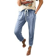Astylish Women's Jeans Drawstring Elastic Waist Denim Pants Relaxed Fit Denim Pants Fashion Stretchy Boyfriend Jeans with Pockets Size 10
