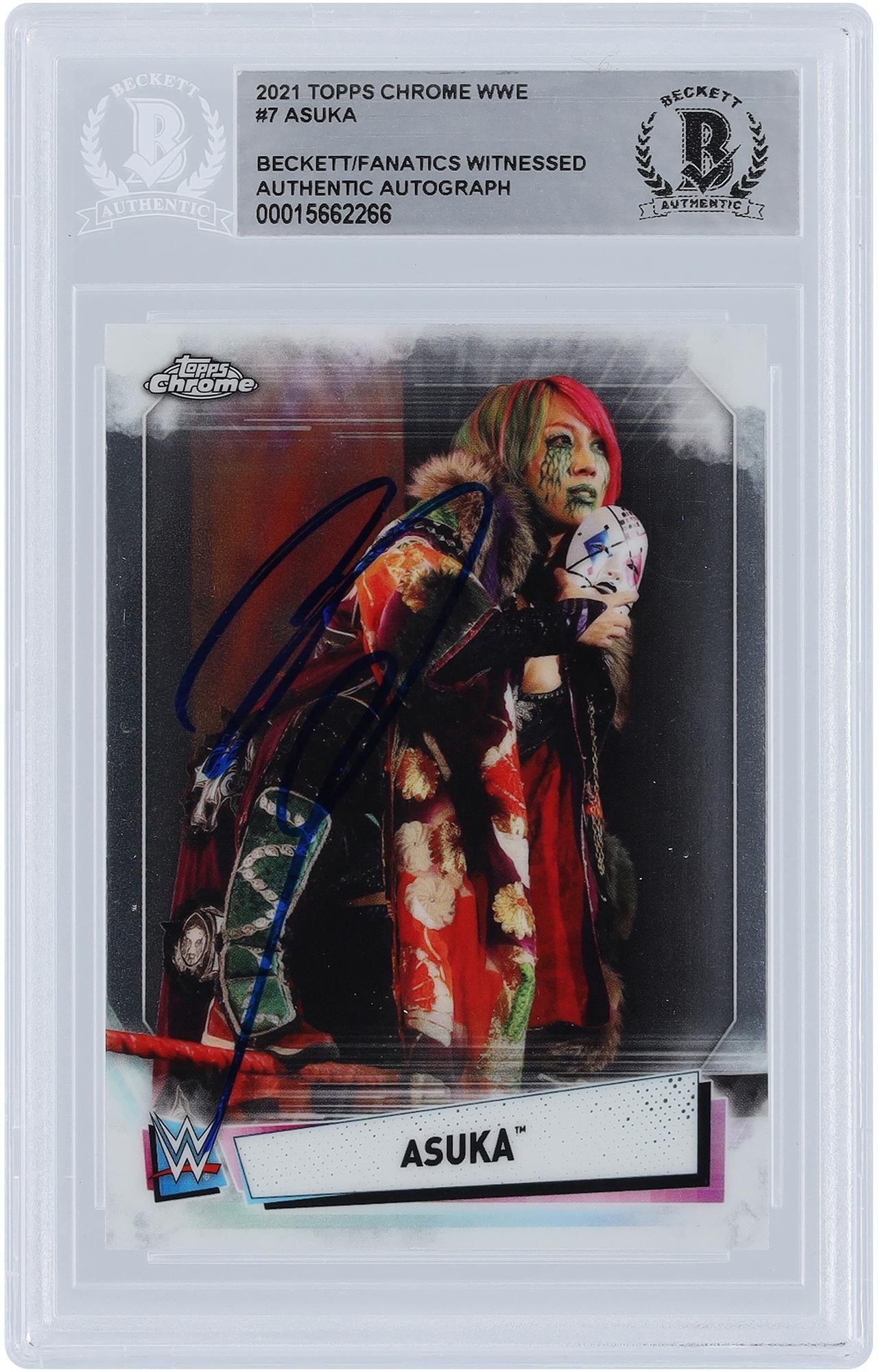 Asuka WWE Autographed 2021 Topps Chrome #7 Beckett Fanatics Witnessed Authenticated Card - Fanatics Authentic Certified
