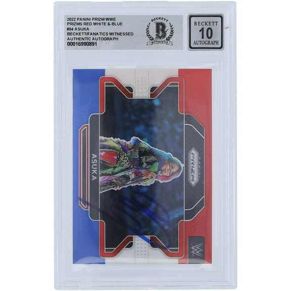 Asuka WWE Autographed 2022 Panini Prizm Red White & Blue Prizm #84 Beckett Fanatics Witnessed Authenticated 10 Card - Fanatics Authentic Certified