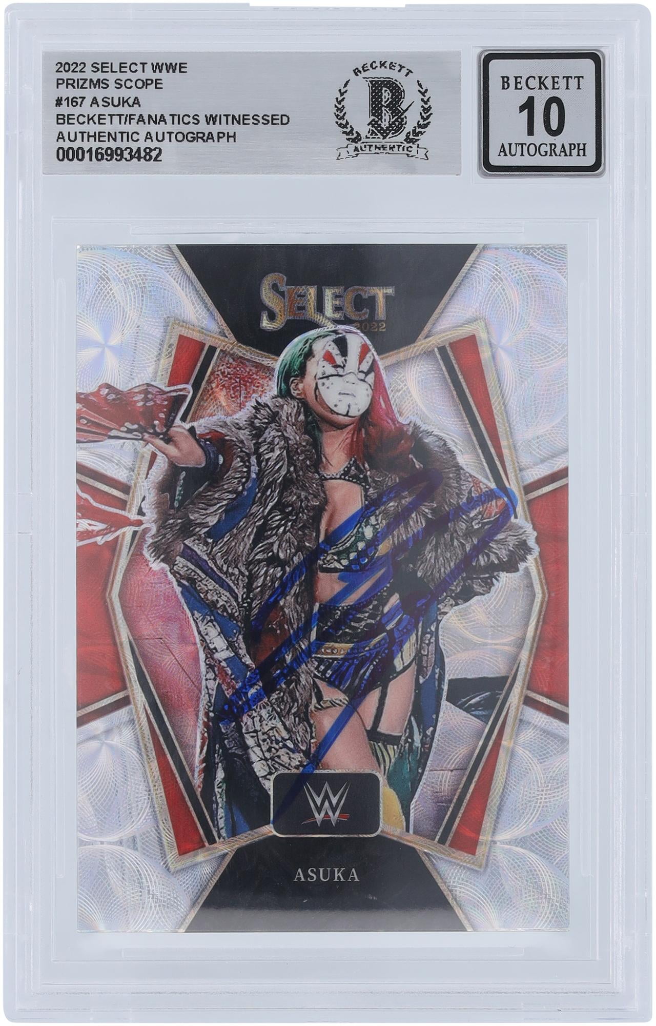 Asuka WWE Autographed 2022 Panini Select Scope Prizm #167 Beckett Fanatics Witnessed Authenticated 10 Card - Fanatics Authentic Certified