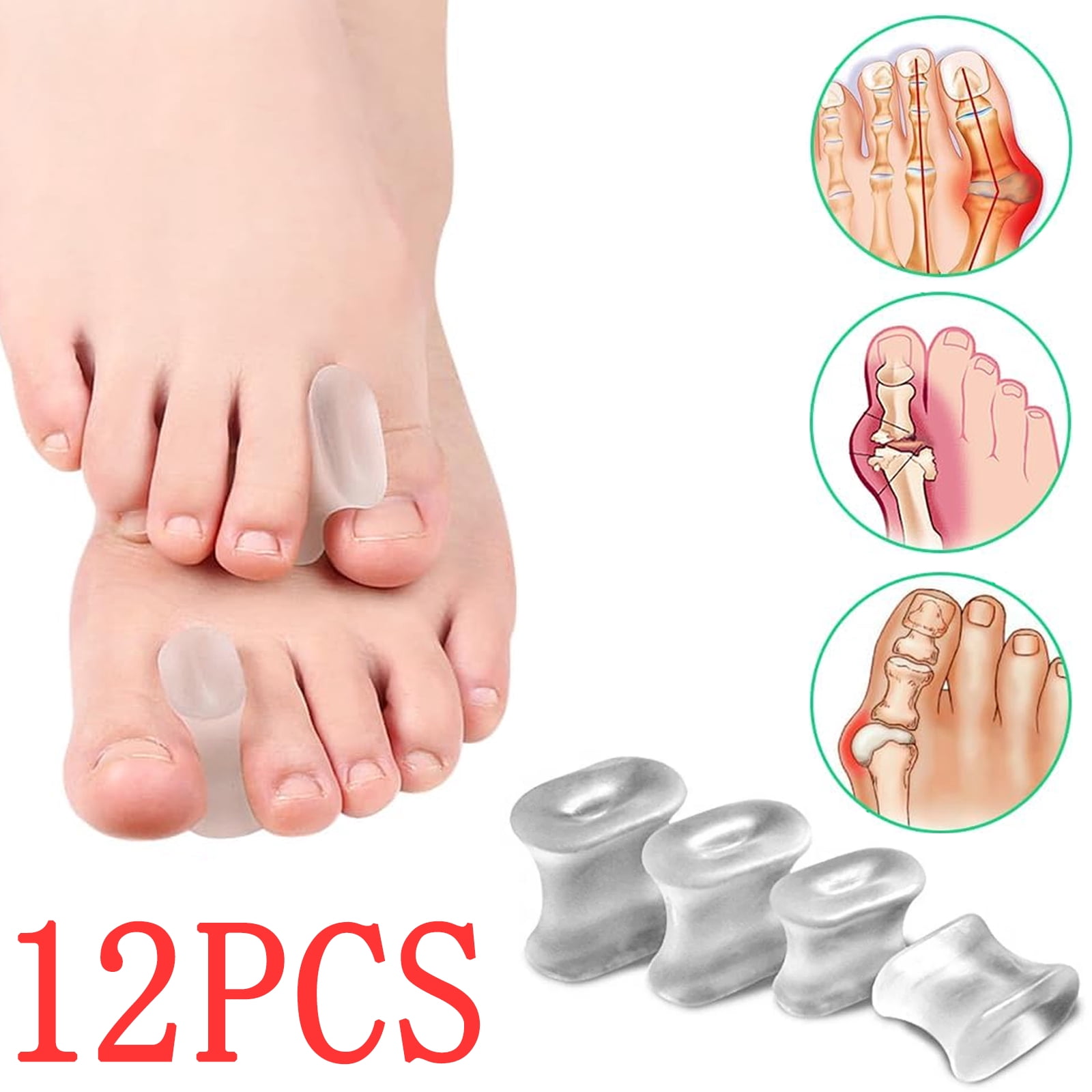 Asunby 12-piece Gel Toe Separators, Bunion Pads & Toe Spacers. They ...