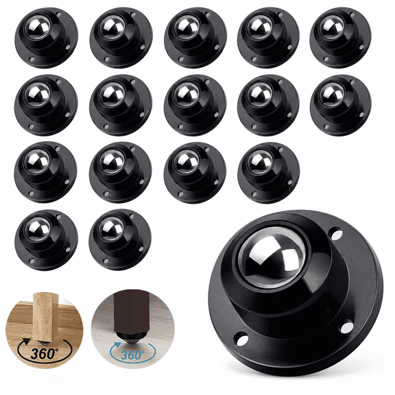 Asunby 16 Pcs Self Adhesive Caster Wheels, 360° Swivel Adhesive Mini Casters, No Drill Stick on Wheels for Storage Box, Furniture, Small Appliances