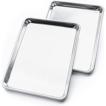 Asunby 16”x 12”Heavy Duty Baking Pan Cookie Sheet Set of 2, Stainless Steel  Mirror Finish Sheet Baking Pan, Metal Flat Cooking Tray Pans for Oven Toasting