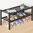 thumbnail image 1 of Asunby 2-Tier Bamboo Shoe Rack Stackable Shoe Shelf Storage Organizer for Entryway, Living room Hallway and Closet, 27.2"x11"x12.8" (9 Pairs-Black), 1 of 11