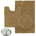 thumbnail image 1 of Asunby 3-Piece Champagne Bath Rug Set – Ultra-Soft, Non-Slip Mat with U-Shaped Contour Rug & Toilet Lid Cover, Ideal for Bathroom, 1 of 9
