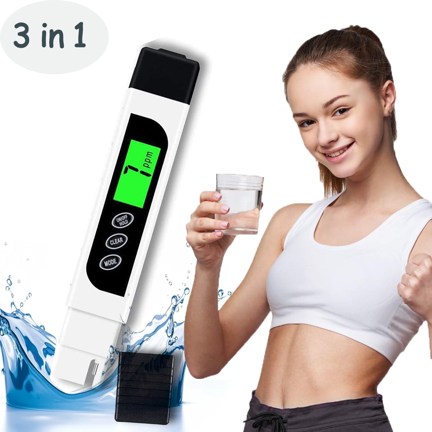Asunby 3-in-1 Water Quality Tester TDS Meter, EC & Temperature Monitor | 0-9990ppm Accuracy | for Drinking Water, Aquariums, Pools & RO Systems