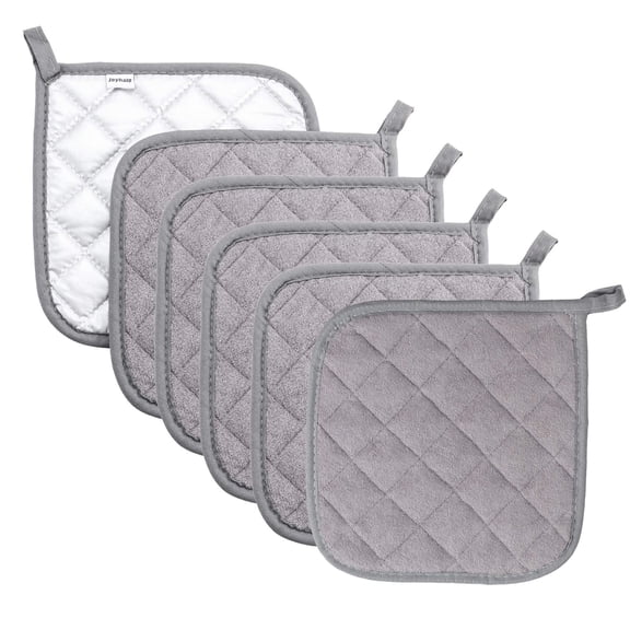 Asunby 6 Pack Pot Holders - Heat Resistant Sets, Oven Hot Pads, Terry Cloth Pot Holders for Cooking & Baking