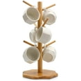 thumbnail image 1 of Asunby Bamboo Mug Holder Tree, Bamboo Mug Tree with Thicker Octagonal Base Coffee Cup Mug Stand for Counter, Countertop Organizer, Mug Rack with 6 Hooks - Beige, 1 of 8