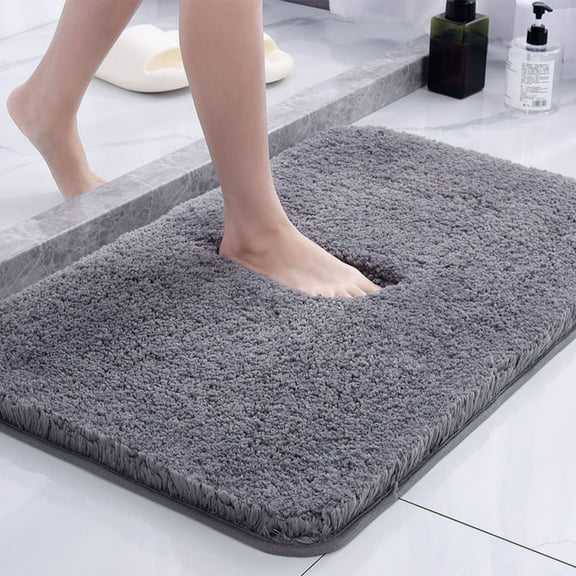 Asunby Bathroom Non-Slip Floor Mat, Super Soft Plush Water-Absorbent Carpet, Non-Slip Durable Fluffy Rug Door Mat, 20" 32", in Dark Gray Color