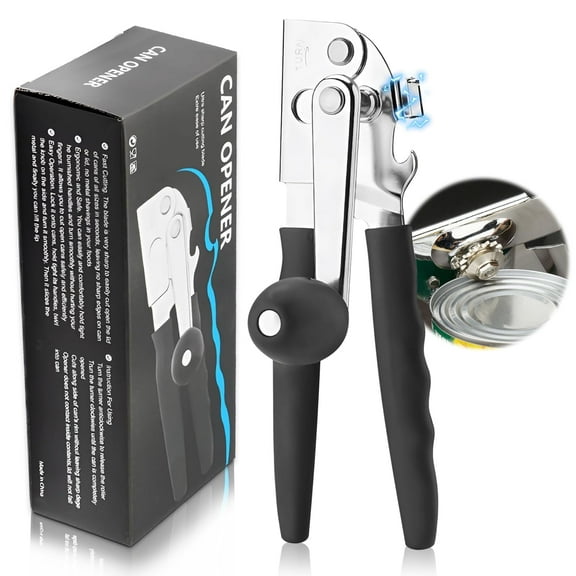 Asunby Commercial Can Opener Manual Heavy Duty Stainless Steel Handheld Smooth Edge Can Opener for Seniors for Kitchen