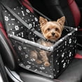 thumbnail image 1 of Asunby Foldable Dog Car Seat, Waterproof Dog Car Booster Seats Portable Pet Booster Travel Safety Protector for S/m Dogs, Puppies, Bones & Footprints Black, 1 of 10