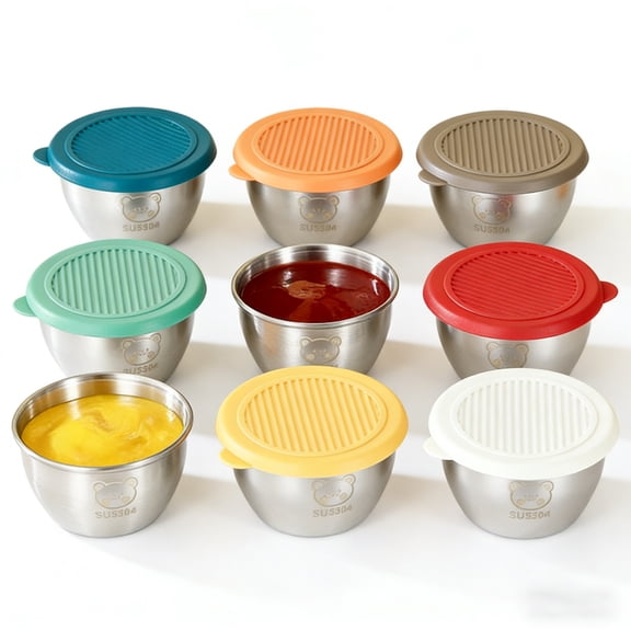 Asunby Sauce Containers, 1.7 oz Leakproof Reusable Condiment Cups with Lids for Meal & Lunch Box - Easy to Open Dipping Sauce Holders (9 Pack)