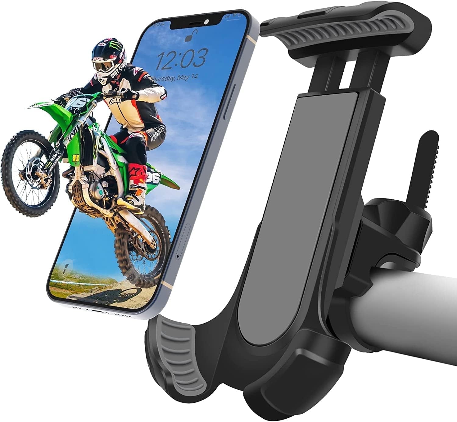 Asunby 360 Rotatable Bike Phone Mount - Fits iPhone/Samsung/Google Pixel 4.7-6.8" - Secure Holder for Electric/Mountain/Scooter Bikes