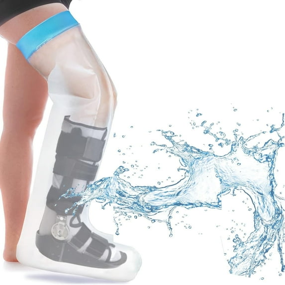 Asunby XL Injuries Waterproof Cast Cover for Shower Leg - Reusable Full Leg Protector for Foot, Ankle, Knee & Surgery Wounds/Injuries - 35.5in