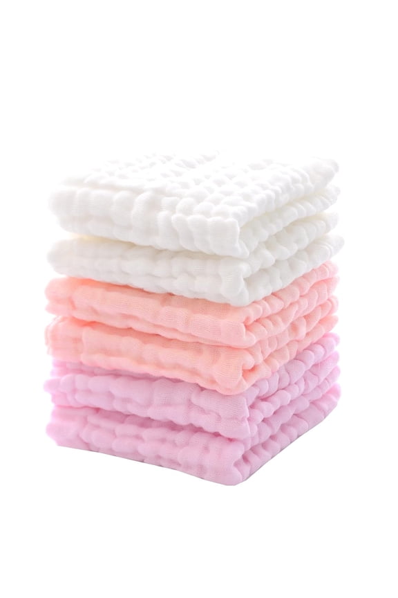 Baby Muslin Washcloths Cotton Wipes 6 Layer Soft Absorbent Face Towel for Baby and Toddlers 6 Pack 10" x 10"