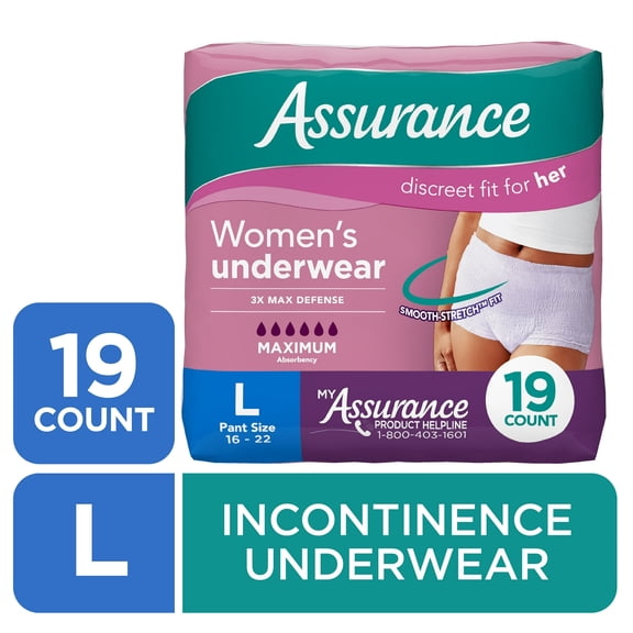 Asurance Women Incontinence & Postpartum Underwear, L , Maximum Absorbency (19 Count)
