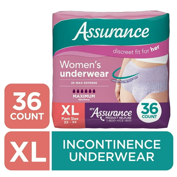 Asurance Women's Incontinence & Postpartum Underwear, XL , Maximum Absorbency (36 Count)