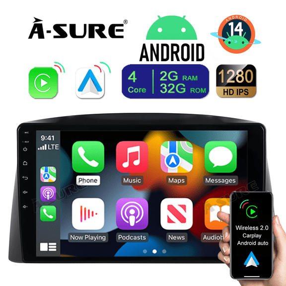 Asure 10.1" 2+32G Car Stereo For Jeep Grand Cherokee WK 2005 | 2006 | 2007 High-end version w/ OEM NAVIGATION DISC with Android Auto and CarPlay Radio/BT 5.0/Navigation