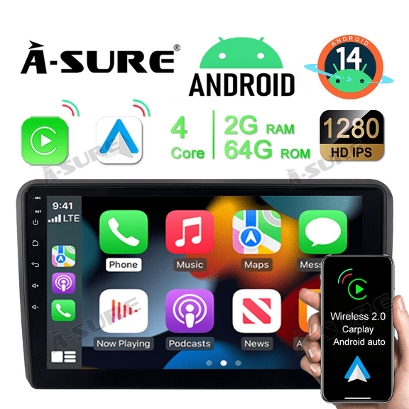 Asure 10.1" 2+64GB Car Stereo Radio For Honda Accord IX (2013-2017) Android 14 CarPlay GPS Navi