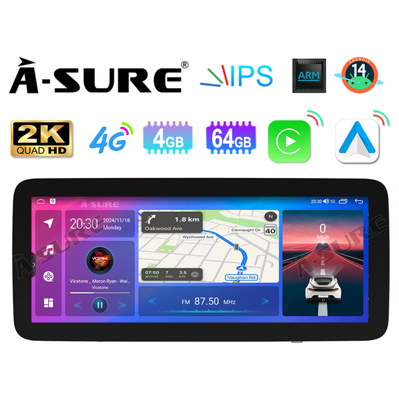 Asure 12.3" 4+64G Car Stereo For Dodge Grand Caravan (2011-2020) with Android 14 and CarPlay/BT 5.0