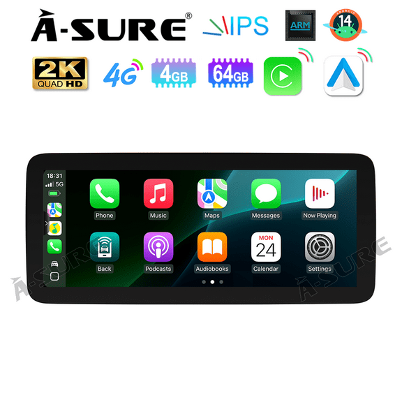 Asure 12.3" 4+64G Car Stereo For Honda Civic X (2016-2020) with Android 14 and CarPlay/BT 5.0