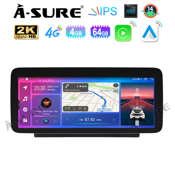 Asure 12.3" 4+64G Car Stereo For Lexus RX330 RX350 MK2 (2004-2009) with Android 14 and CarPlay/BT 5.0