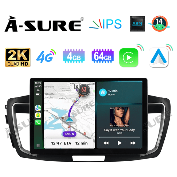 Asure 13.1" 4+64G Car Stereo For Honda Accord IX (2013-2017) with Android 14 / CarPlay Radio / BT 5.0
