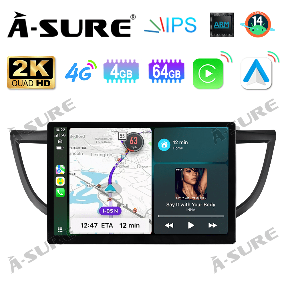 Asure 13.1" 4+64G Car Stereo For Honda CR-V CRV IV (2012-2016) with Android 14 / CarPlay Radio / BT 5.0