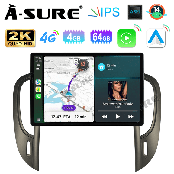 Asure 13.1" 4+64G Car Stereos For Buick LaCrosse Allure (2010-2013) Gray with Android Auto and CarPlay Radio/BT 5.0/Navi