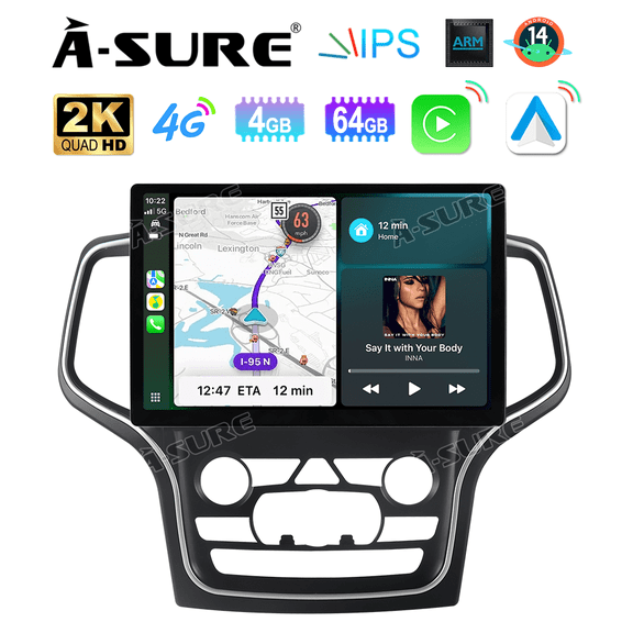 Asure 13.1" 4+64G Car Stereos For Jeep Grand Cherokee Trackhawk WK2 with Android Auto and CarPlay Radio/BT 5.0/Navi