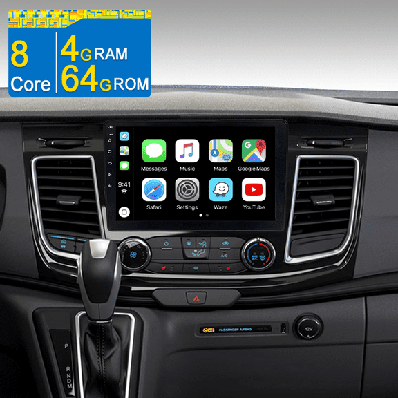 Asure 8 Core 4G+64G Android 15 Car Radio Stereo for 2-Din Ford Transit Custom (2017-2022), Support Apple CarPlay/GPS Nav/Wi-Fi/BT 5.0/FM/DSP