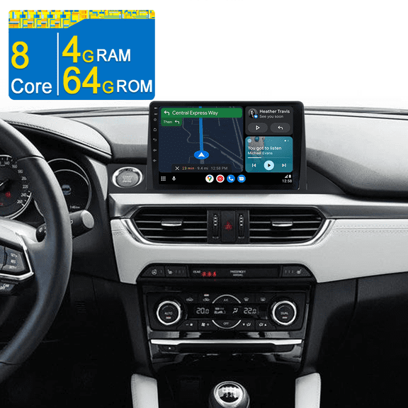 Asure 8-Core 4GB+64GB Android 15 Car Radio for Mazda 6 2016-2017 (Low-end), Support Apple CarPlay/GPS Nav/Wi-Fi/BT 5.0/1280x800