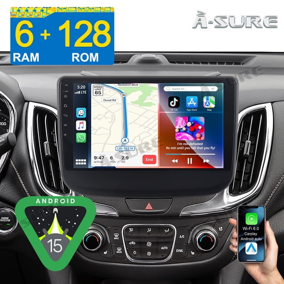 Asure 8 Core Android 15 Radio 6G+128G Car Stereo for Chevrolet Equinox (2018-2020), Support CarPlay/Android Auto/4G LTE/GPS Nav/Wi-Fi/BT 5.4/1280x800