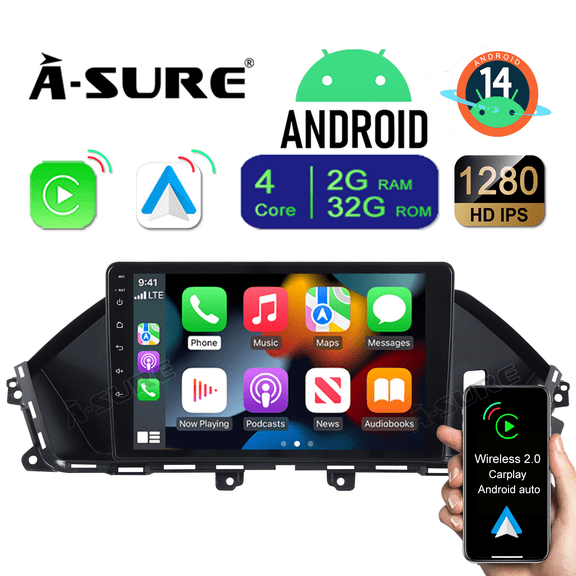 Asure 9" 2+32G Car Stereo For Honda Odyssey MK4 (2011-2017) retaining the factory radio with Android Auto and CarPlay Radio/BT 5.0/Navigation