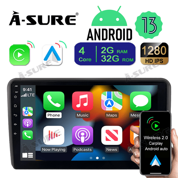 Asure 9'' 2+32G Car Stereo Radio For Chevy Cruze (2015-2020) Android Auto Carplay GPS Navi